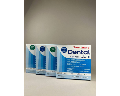 Кофердам Dental Dam однораз. неопудр. з ароматом м'яти, 152мм*152мм, 36шт/упак, зелений, латекс 010111 Sanctuary medium,(р)