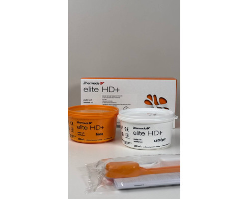А-Силікон Elite HD+ Putty Soft Normal (Еліт ХД + Путті Софт Нормал) еластичний (полівінілсілоксан), нормального застигання, набір (2*250мл база+кталізатор, 2 мірні ложки), C203000 Zhermack