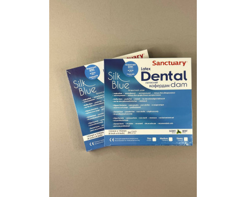 Кофердам Dental Dam однораз. неопудр. м'ята, 152мм*152мм, 36шт/упак блакитний, шовк, 033974 Sanctuary medium,(р)