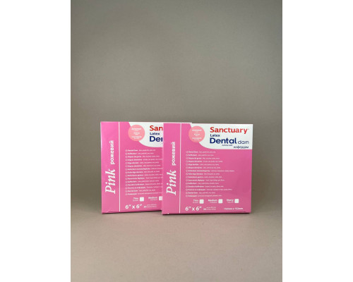 Кофердам Dental Dam однораз. неопудр. з ароматом м'яти, 152мм*152мм, 36шт/упак, рожевий, латекс 033981 Sanctuary medium,(р)