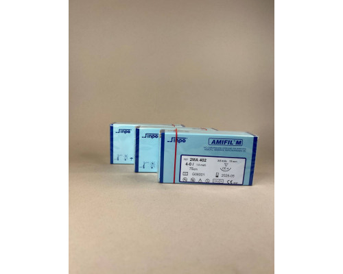 Шовний матеріал аміфіл (amifil), 2MA402 Sinpo 4/0 UPS,75см, 3/8 кола, 19мм, ЗВРшт