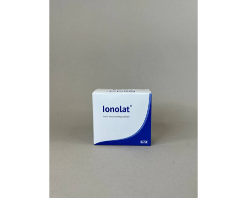 Ionolat (Іонолат) А3 цемент пломбувальний склополіалкенатний, набір (порошок 20г, рідина 10г, кондиціонер 5г, лак покривний 5г, мірник, блокнот), 2005 LaTus A3,упаковка