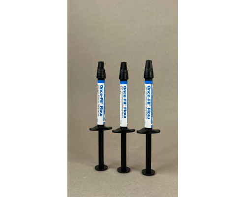 Once-Fil Fow Plus Blue (Онсе-Філ Флоу Плюс Блю), силіконовий фотополімерний матеріал для тимчасового пломбування, шприц 1,2мл, блакитний, 834174 Mediclus