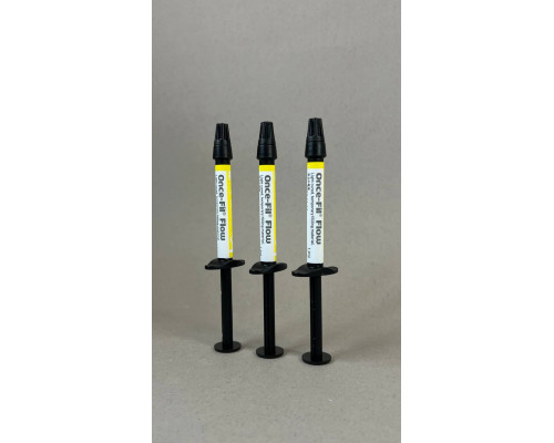 Once-Fil Fow Plus Yellow (Онсе-Філ Флоу Плюс Єлоу), силіконовий фотополімерний матеріал для тимчасового пломбування, шприц 1,2мл, жовтий, 892574 Mediclus