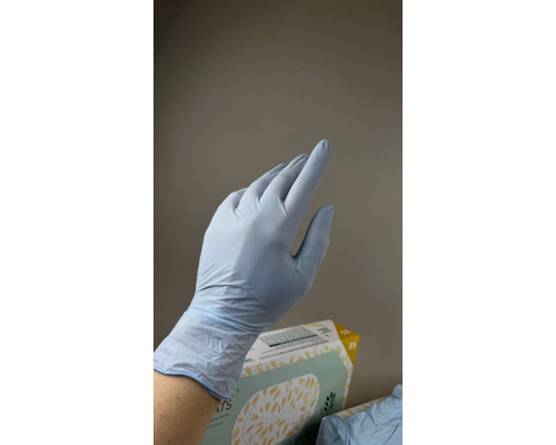 Рукавички медичні Gloves Coats оглядові без пудри нестерильні, з колоїдом вівса, 200шт. сірий, нітрил, 126016 Doman Sупаковка
