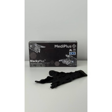 Рукавички медичні оглядові нестерильні без пудри, 100шт. (50пар), чорний нітрил 063714 MediPlus Mупаковка