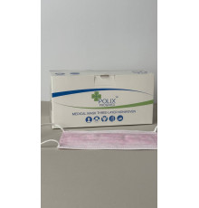 Маска медична тришарова зі спанбонду 50шт/упак рожевий 068674 Polix Pro&Med