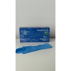 Рукавички медичні NitryPlus Light оглядові нестерильні без пудри, 100шт. (50пар), синій нітрил 080074 MediPlus Mупаковка