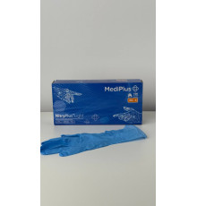 Рукавички медичні NitryPlus Light оглядові нестерильні без пудри, 100шт. (50пар), синій нітрил 080104 MediPlus XSупаковка