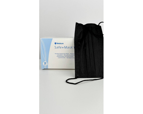 Маска медична Safe+Mask Economy, (50шт/упак) чорний 081842 Medicom
