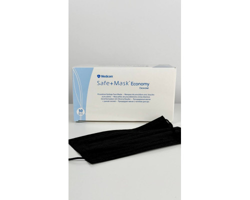 Маска медична Safe+Mask Economy, (50шт/упак) чорний 081842 Medicom